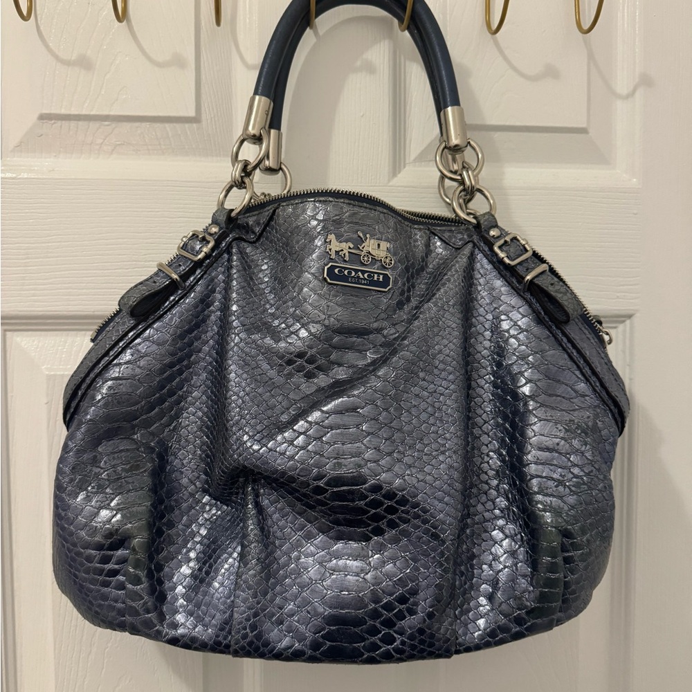 Coach Metallic Blue Python Shoulder Bag - image 1
